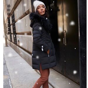 Black Faux Fur Hooded Quilted Winter Coat